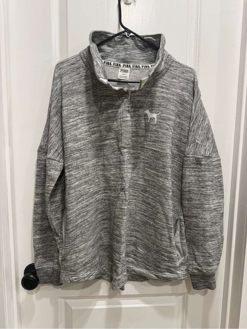 PINK Victoria's Secret Heather Gray Quarter-Zip Pullover